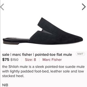 March Fisher new black Suede mule slides